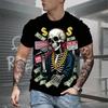 Summer Fashion Men's Skull Printed T-Shirts Breathable Short Sleeve Tee Crew O-Neck Men's Clothing Vintage Comfort Y2k Women's Clothes