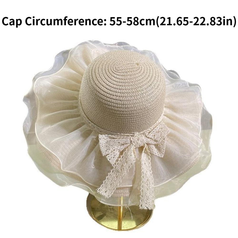 Straw Beach Hat Bow Ribbons Straw Cap New Sun Hat for Women