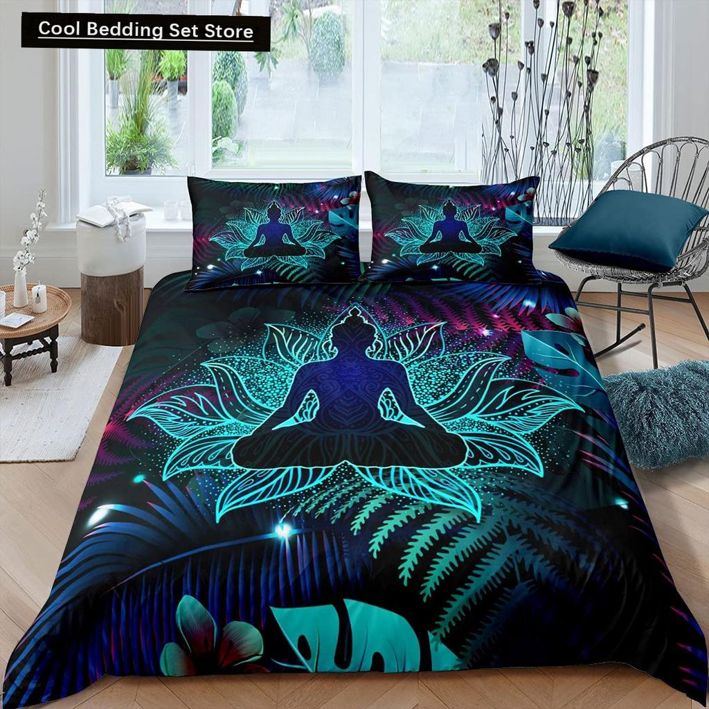 Bohemian King Queen Duvet Cover Yoga Comforter Cover Chakra Meditation Hamsa Eye Bedding Set Exotic Boho Polyester Quilt Cover