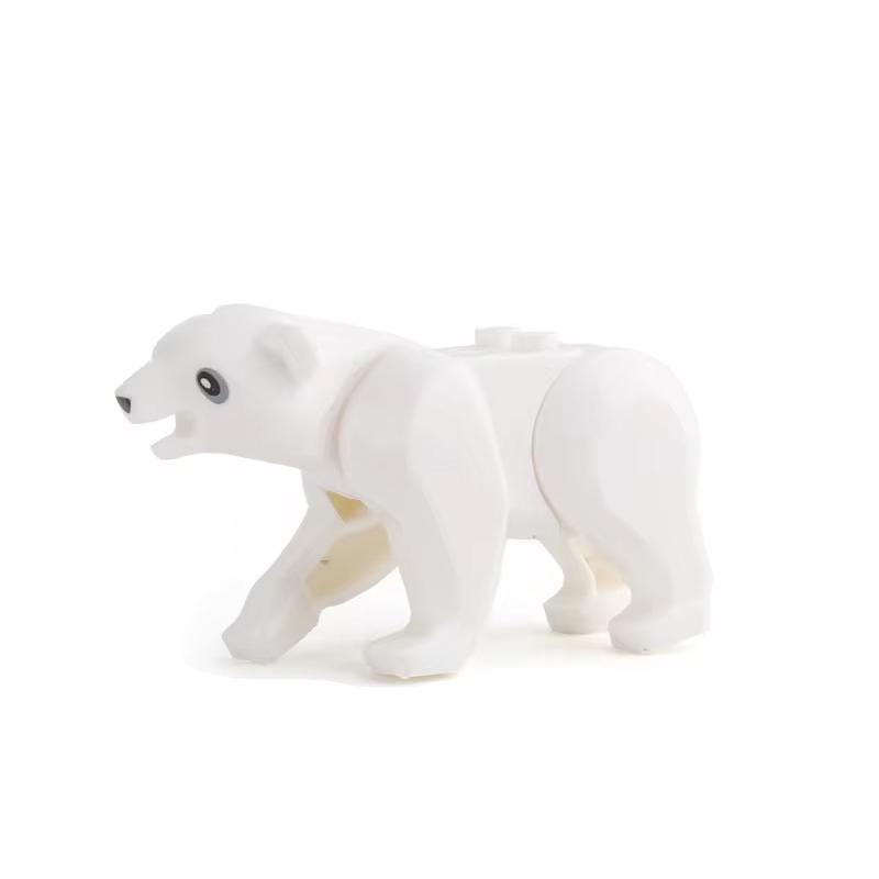 MOC Serie Granja Bosque Escena Crianza Animal Bloques de Construcción Lobo de la Jungla Montura Caballo Oso Marrón Blanco Panda Ladrillos DIY Juguetes para Niños