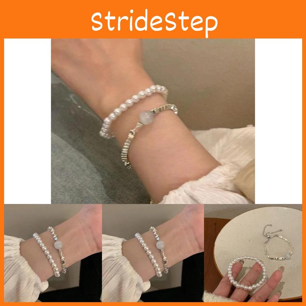Trendy Summer 2024 Silver Pearl Bracelet Stylish Geometric Design For Women