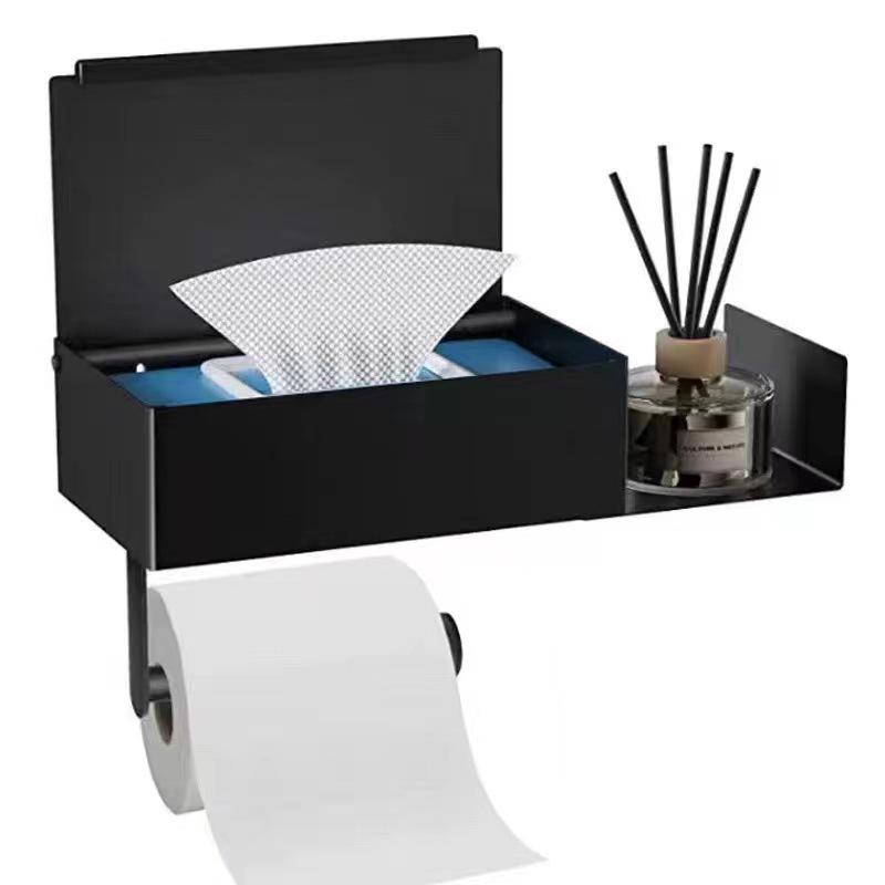Stainless Steel Wipes Holder Bright Tissue Holder Bathroom Black Wipes Holder No Punching