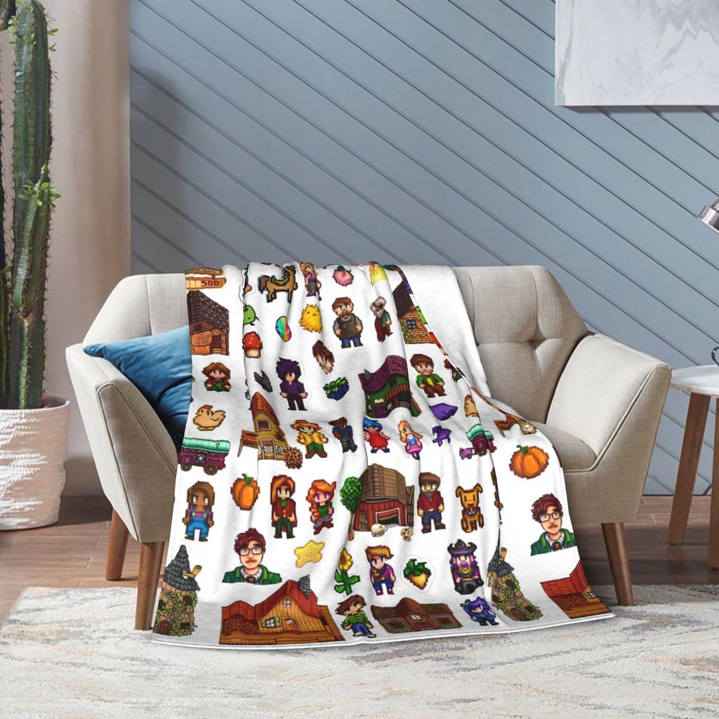 Characters In Stardew Valley Fashion Blanket Coral Fleece Plush  Winter Farming Game Breathable Warm Throw Fashion Blanket for Quilt
