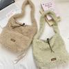 Vintage Lamb Wool Shoulder Bag Harajuku Plush Underarm Bag Vintage Fluffy Tote Bag  Women