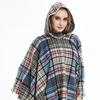 Nuovo pullover spinato primaverile e autunnale con cappello a quadri, mantello e scialle