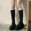 Black French Small Thick-soled Boots Women's Boots  New Autumn Retro Tall Knight Boots Women Shoes