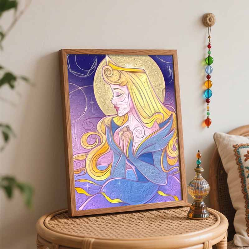 Disney Oil Painting Art Painting Set Princess Aurora Home Wall Decor Handmade Gift Magical Night Sky Constellation 129