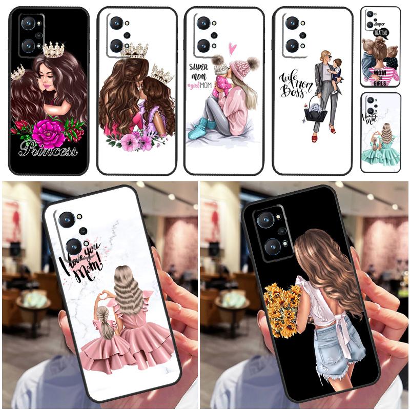 Baby Mother Brown Girl Family For Realme GT 7 Pro GT 6T 6 5 C67 C61 C55 C53 C51 C21Y C25S C75 10 11 12 13 14 Pro Plus Case