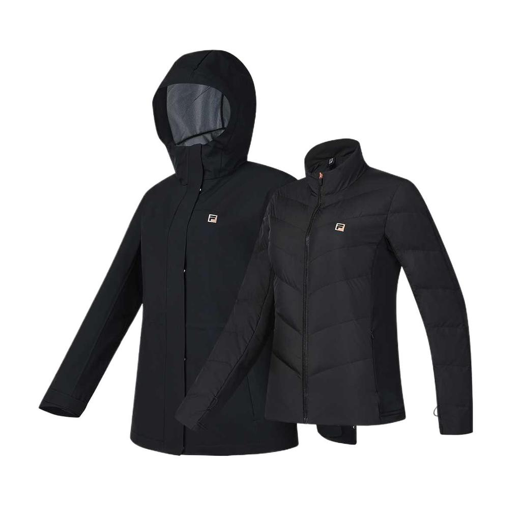FILA Fitness Warm Lock Temperature Comfortable Skin-Friendly Hooded Down Jacket Women outerwear Deep-Black A11W511902F-BK