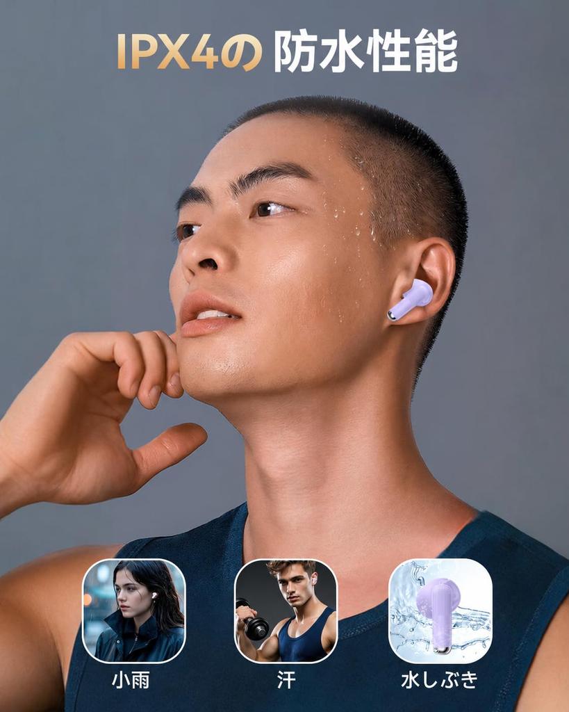Bluetooth Wireless IPX7 Up to 60 Hours Latest 2026 Bluetooth Sound Quality Across All Low Instant Ear for Web Compatible with Lavender Earphones,