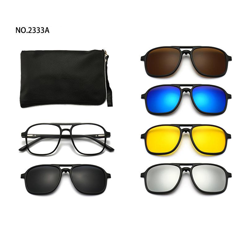 6 In 1 Men Women Optical Magnetic Sunglasses Clip Magnet Clip on Sunglasses Polaroid Clip on Sun Glasses WIth Box
