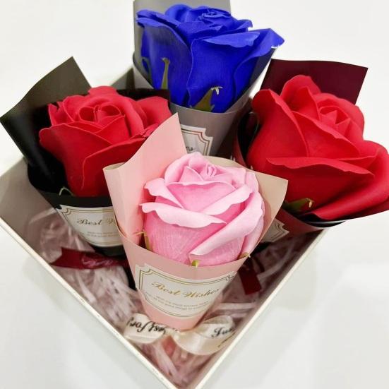 Mini Aromatherapie Seife Rosenstrauß Duftend Künstliche Konservierte Rose Blume Valentinstagsgeschenke für Frauen Freundin Mutter Ehefrau