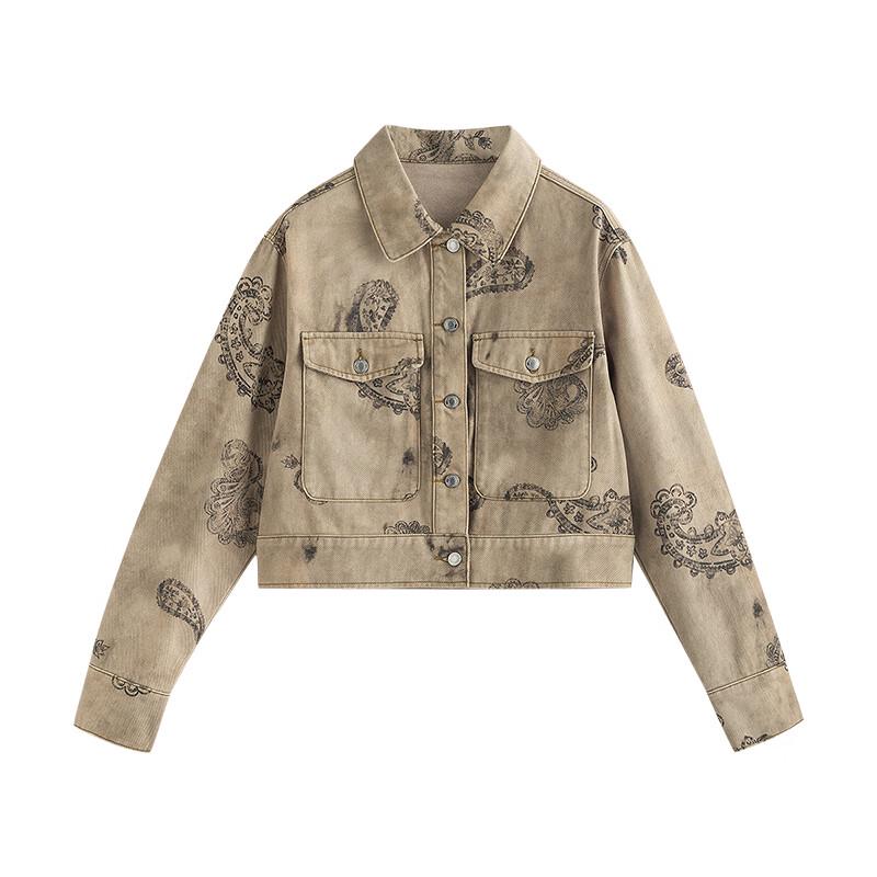 Damen Retro Kurze Jeansjacke aus reiner Baumwolle