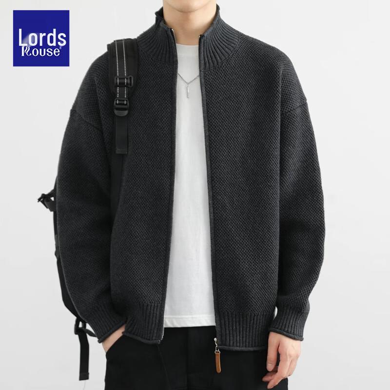 Cardigan lavorato a maglia con zip oversize stile americano da uomo Loz