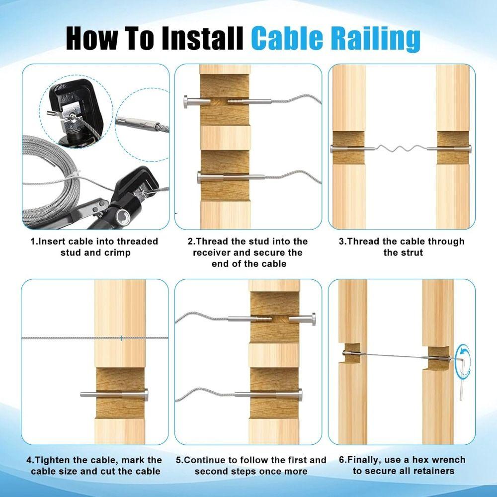 Capăt șurub swage 1/8" Oțel inoxidabil Capăt balustradă cablu Nou Receptor balustradă cablu Stâlp lemn/metal