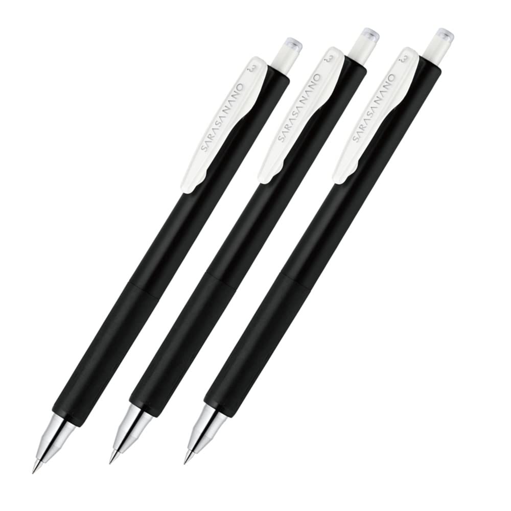 Zebra Sarasa Nano Black Gel Ballpoint Set of 3 0.3mm Pen, (JJH72-BK3-AZ)