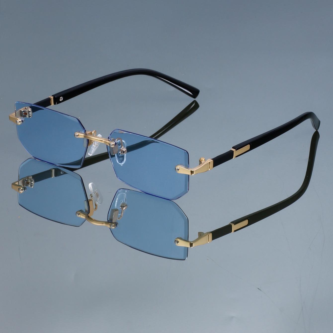 

Latest Stylish retro square glasses for women and men frameless simple and versatile decorative glasses Durable