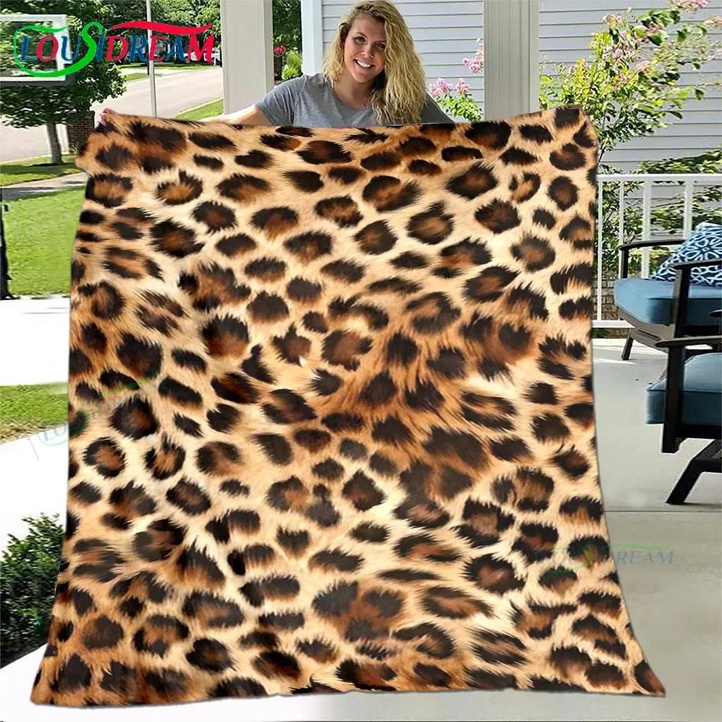Fashion Panther Leopard Pattern Blanket Flannel Thin Blanket Portable Home Travel Office Lunch Break Blanket Birthday Gift