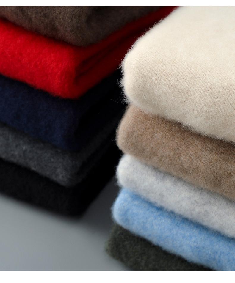 Men's 100% Pure Wool Half-High Collar Thick Knit Pullover Sweater