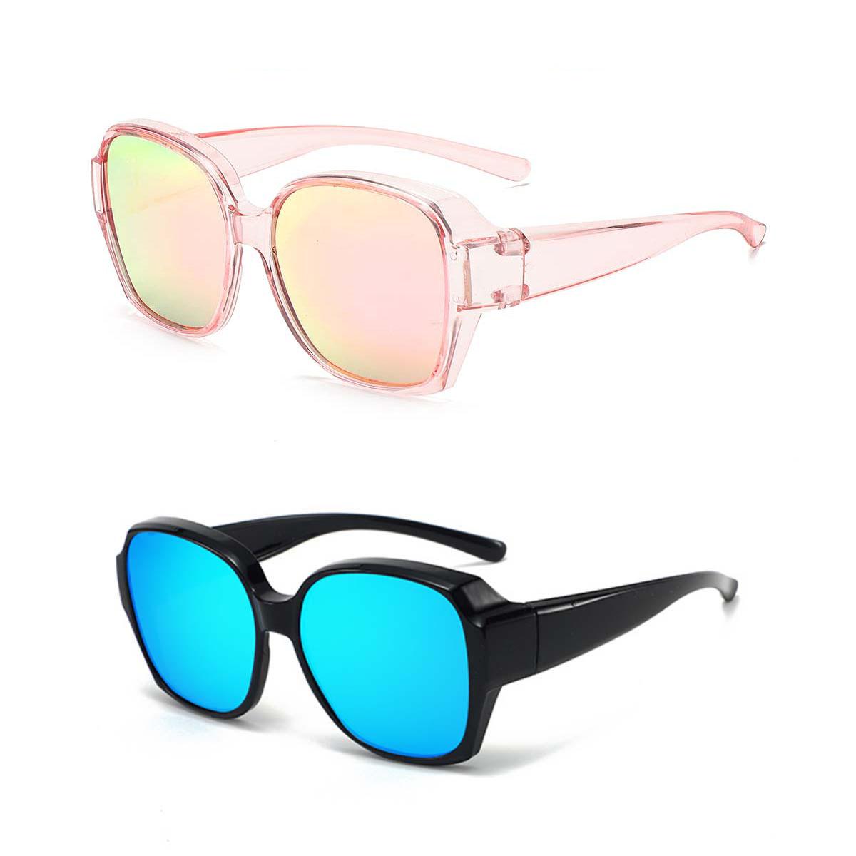 

Oversized Fit Over Glasses Sunglasses for Women Trendy Large Square Polarized Sun Glasses for Driving Outdoor Sports 2 Pack black синий
