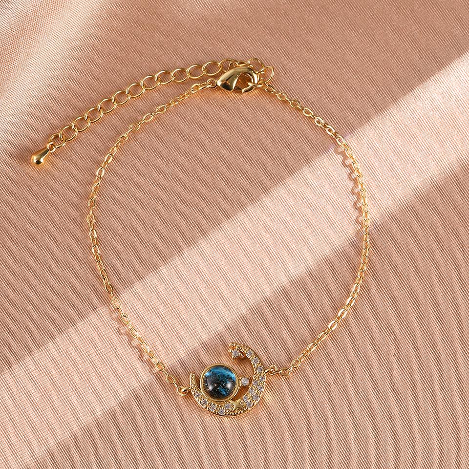 

ZAKOL Новый Поступление Браслет-шарм Синяя Планета Луна Циркон для Женщин Дружба Регулируемая Цепочка Браслет Циркон Подарок