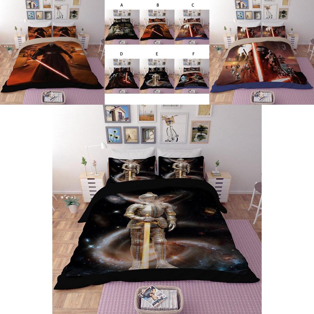 Star Wars Print Film Duvet Comforter Quilt Cover Bedding Set With Matching Pillowcases For Elegant Childrens Room Decor