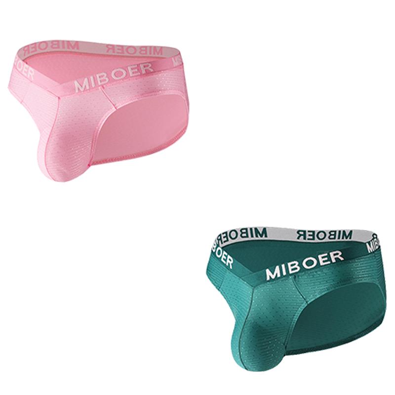 2Pcs/Lot Men's Sexy Low Rise Briefs Solid Color Breathable Big V Waist Briefs U-Pouch Slim Fit Briefs