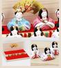 Osaka Choseido Original Compact Mini Hina Doll with Nameplate and Wooden Tag Ceramic Flower Pattern (Sent Separately)