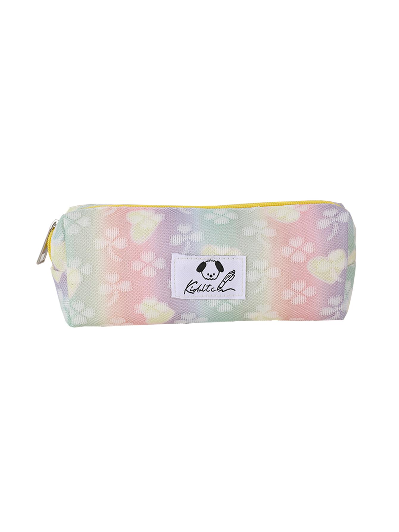 

Fashion gradient single-layer pencil case, designed with plant and heart patterns, for storing stationery and office supplies