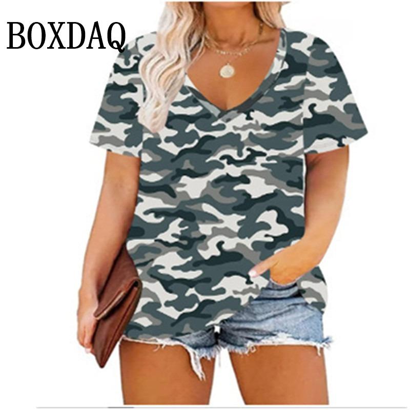 Summer Women Plus Size T Shirts Classic Black White Stripes V-Neck Short Sleeve Tunic Tops Loose Casual Women Tee Shirt