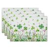 Watercolor Floral Placemats Set of 4 Blue Yellow Poppy Flowers Washable Non-Slip Heat Resistant 12×18 Inch Spring Summer Seasonal Linen Fabric Table M