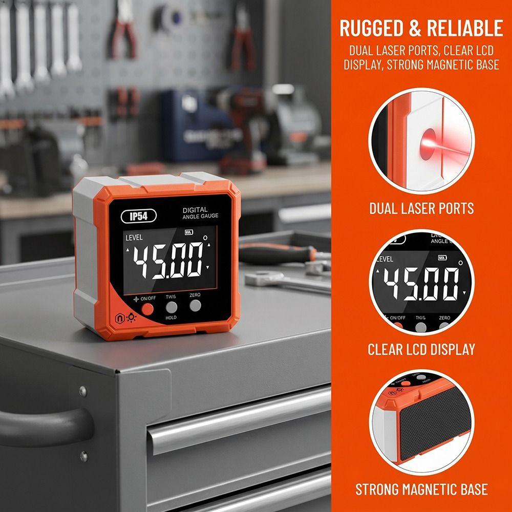 With Dual Laser Digital Angle Meter 4x90° Level Box Electronic Level Inclinometer Carpenter Tools