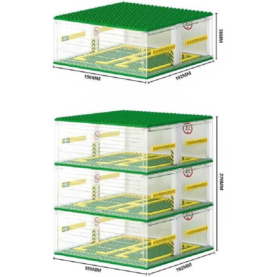 Celawork Building Blocks Garage DIY 3-Layer Showcase Car Parking Garage, Compatible Speed Champion Cars(Without Cars)