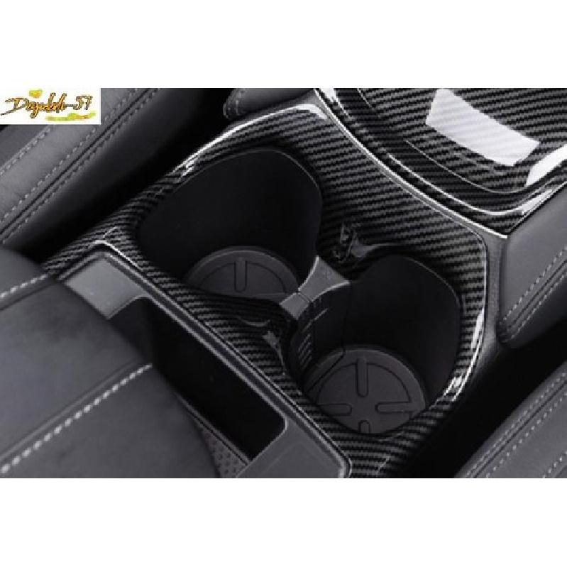 Fit For Nissan Rogue 2014- Carbon Fiber Central Console Water Cup Cover Trim