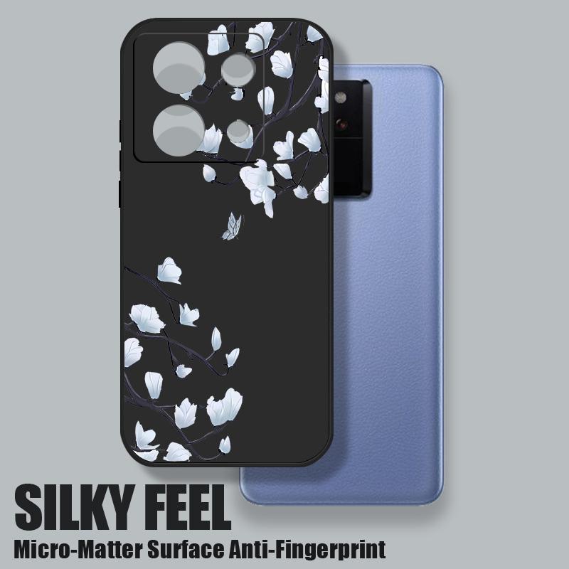 Flower Print Phone Case For Xiaomi Poco F6 X6 13T 12T 11T Pro Redmi Note 13 12 11 Pro 10 Lens Protection Shockproof Slim Soft TPU Lanyard Bumper Cover
