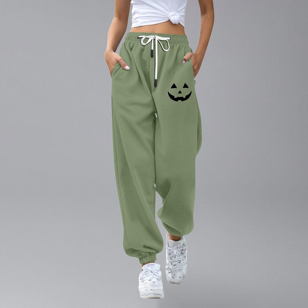 מכנסי טרנינג קז'ואל לילדים ספורט יום ליל כל הקדושים מודפס מגרדיאנט כיס שרוך