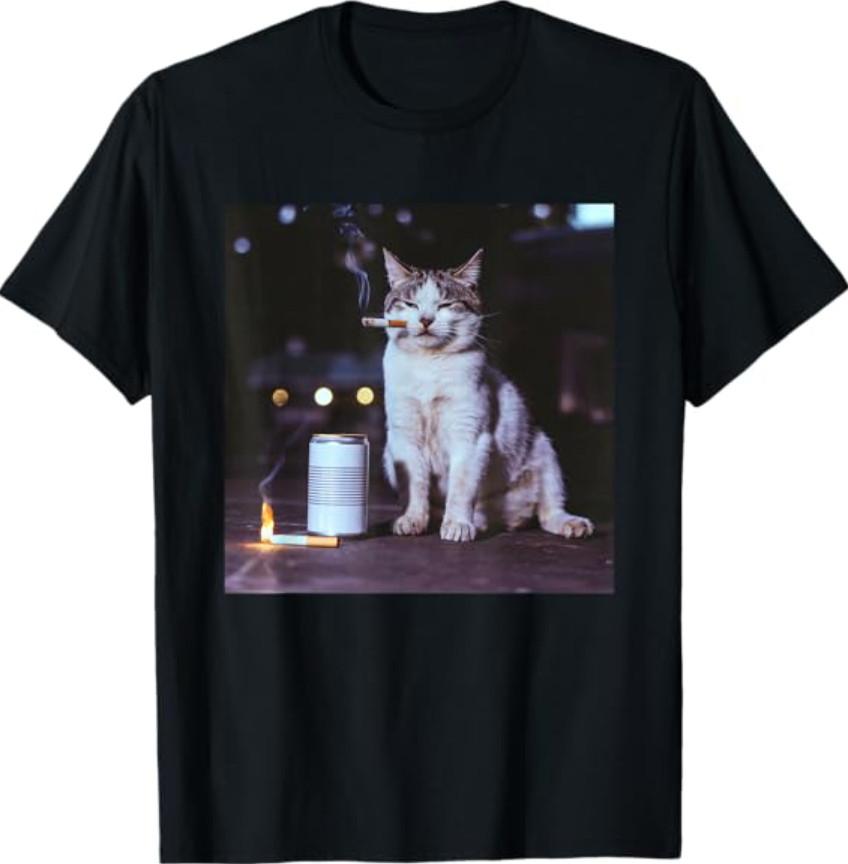 Funny Cat Graphic Tee, Cool Cat Sunglasses Shirt, Aesthetic Cat Lover Meme S