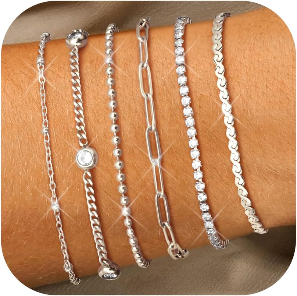 Bobisty Gold Plated Bracelet for Women Stainless Steel Stacking CZ/Link/Tennis/Bead Chain Ankle Bracelet Jewellery