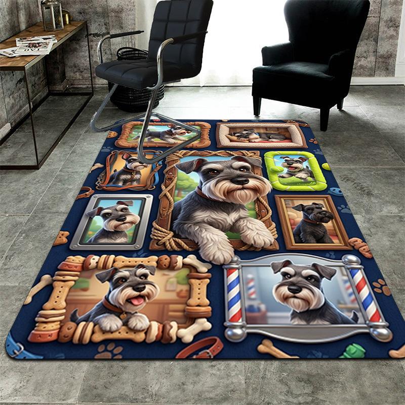 Schnauzer Frames Collage Pattern Rug Floor Mat for Living Room or Bedroom Soft and Comfortable Carpet a Gift for Birthday and Holiday.