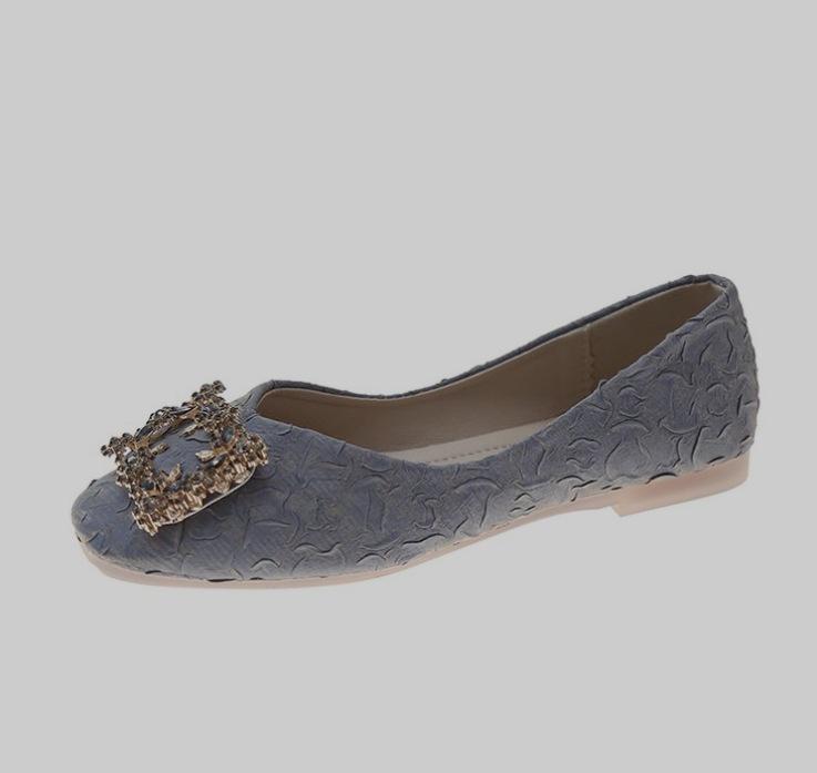 

Летние новые одинарные туфли женские на одной педали с неглубоким вырезом и мягкой подошвой, нишевый летний дизайн на плоской подошве 40 королевский синий