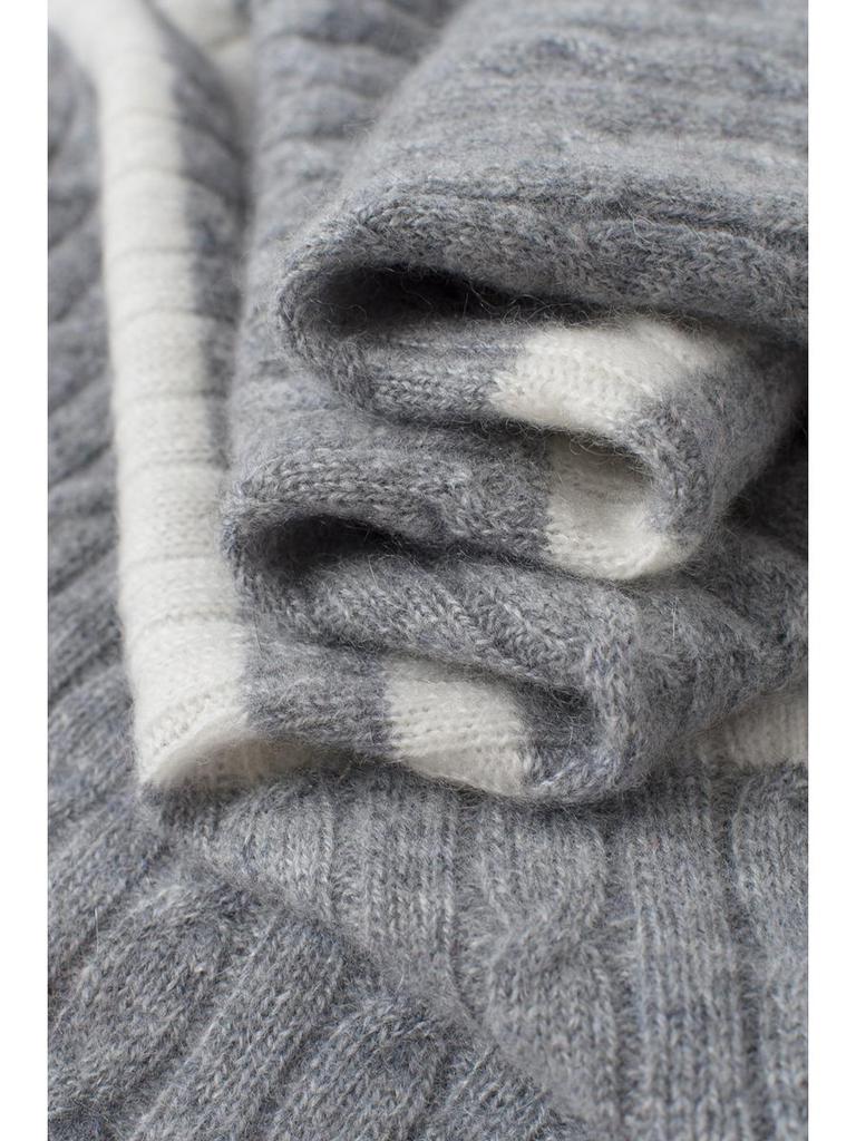 Women's 100% Pure Cashmere Striped Turn-Down Collar Sweater