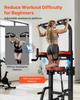 Pull-up Bar, 150kg Power Tower Dip Station, Trainings Dip Station met H-vormige Stabiele Basis & Hulpplatform, Verstelbare 9 Niveaus Hoogte Pull-up