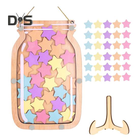 

Деревянная банка для поощрений с 25 разноцветными звездами и цветами для детей и школьников, система диаграмм позитивного поведения, инструмент для управления домашним классом A