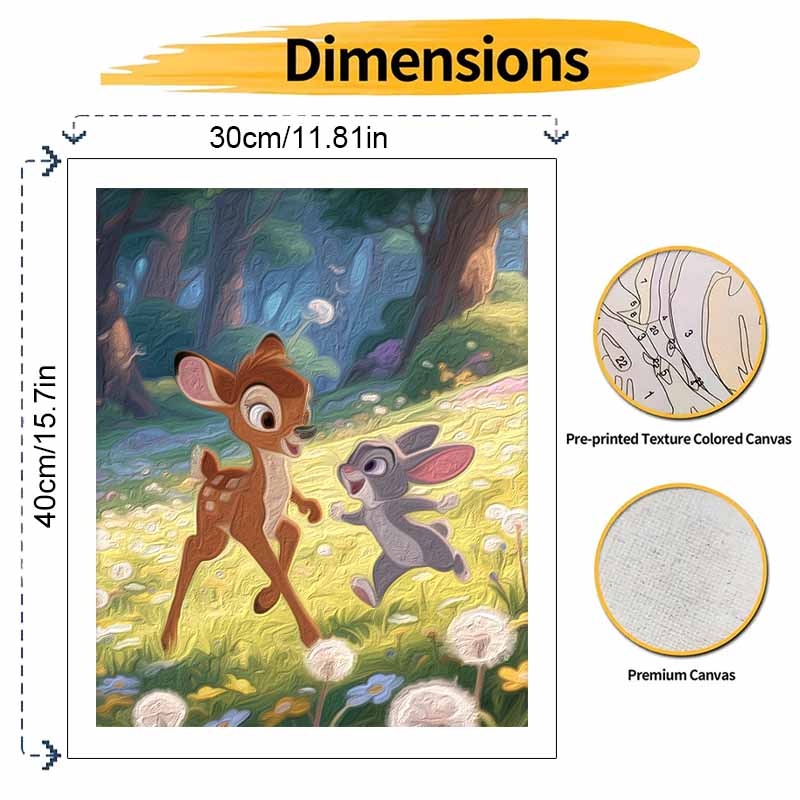 Disney Bambi and Thumper Digital Oil Painting Art Painting Handmade Diy Home Decorations