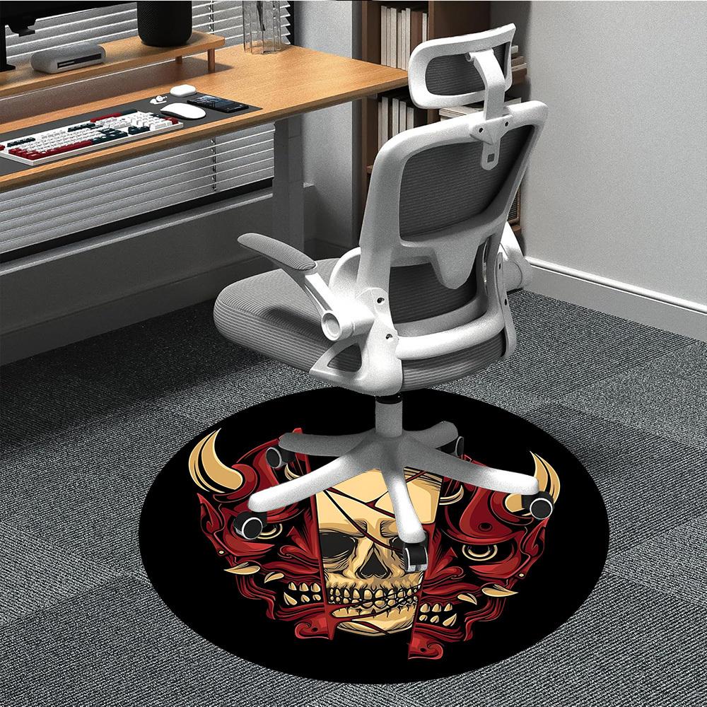 1pc Skull Demon Office Round Area Rug, Under Office Chairs Bedroom Living Room Home Decor, Room Deco, Available In Various Sizes