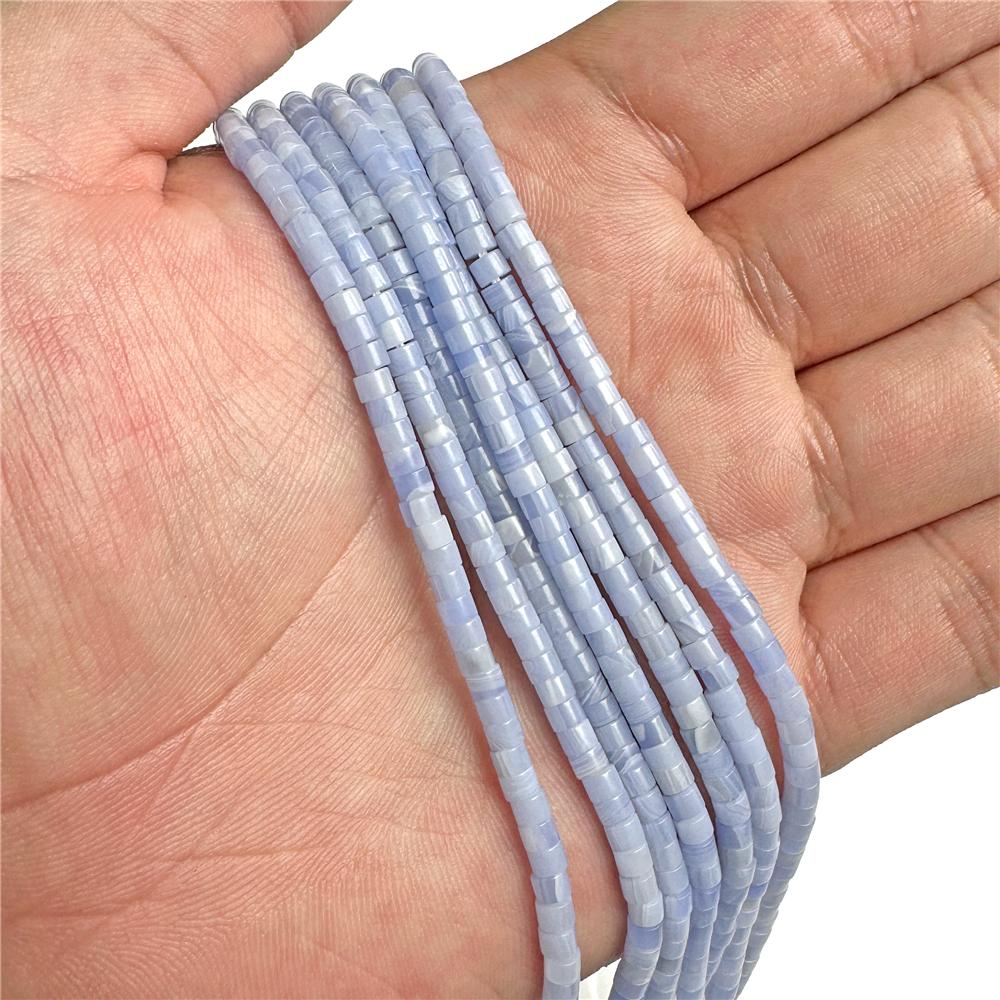 2x3mm Round Slice Stone Chalcedony Beads Natural Stone Bead Charm Healing Energy Loose Bead for Jewelry Making Necklace Bracelet 80pcs