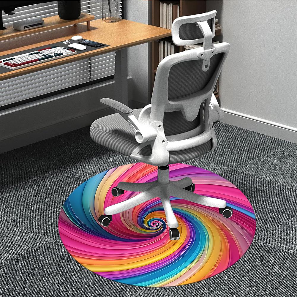 1pc Colorful Swirl Pattern Chair Carpet for Office Non-Slip, Machine Washable Rug for Office, Room - Holiday Decor, Machine Made Yy251016105
