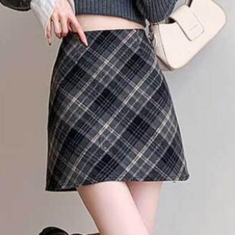 Shop Women S DAte Check Wool Inner ShortS A Line Mini Skirt Won wSk Wfl7623