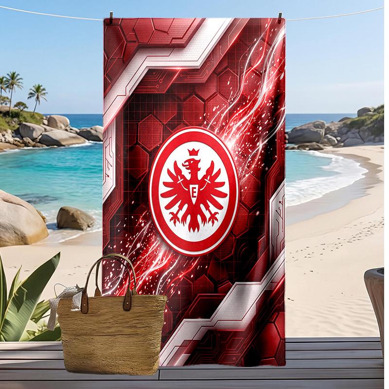 Asciugamano da Spiaggia con Stampa del Club di Calcio Eintracht Frankfurt, Asciugamano Grande Morbido Asciugatura Rapida per Spiaggia Campeggio Nuoto