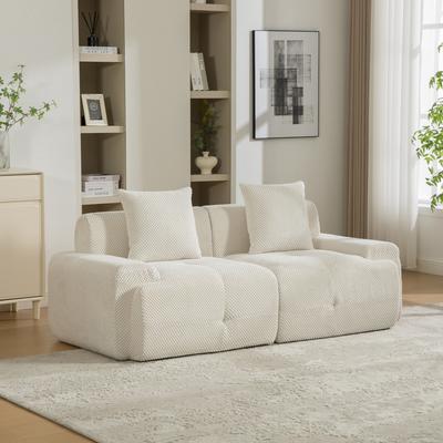 Modułowa sofa kompresyjna z tkaniny szenilowej, wypełniona pianką 30D o wysokiej elastyczności. Łatwy do przenoszenia i z antypoślizgową podstawą, idealny do salonu. Beżowy